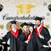 Aperturee - Balloon Gold Glitter White Graduation Backdrop For Photo